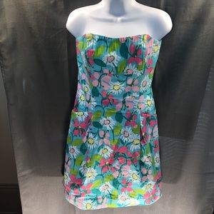 Lilly Pulitzer Strapless Floral Dress w/ Pockets